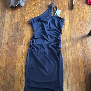 Grace Karin Elegant Navy One-Shoulder Stretchy Dress Sz M NWT